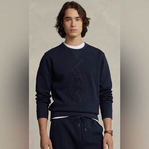 NWT Polo Ralph Lauren Big & Tall Navy CHENILLE BIG PONY Crewneck Sweatshirt 3LT